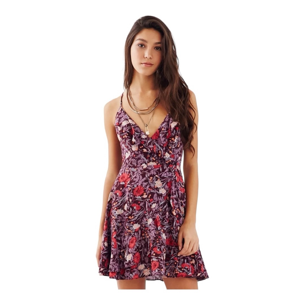 URBAN OUTFITTERS Kimchi Blue Sabina Ruffle Wrap Mini Dress Size XS - Picture 2 of 5